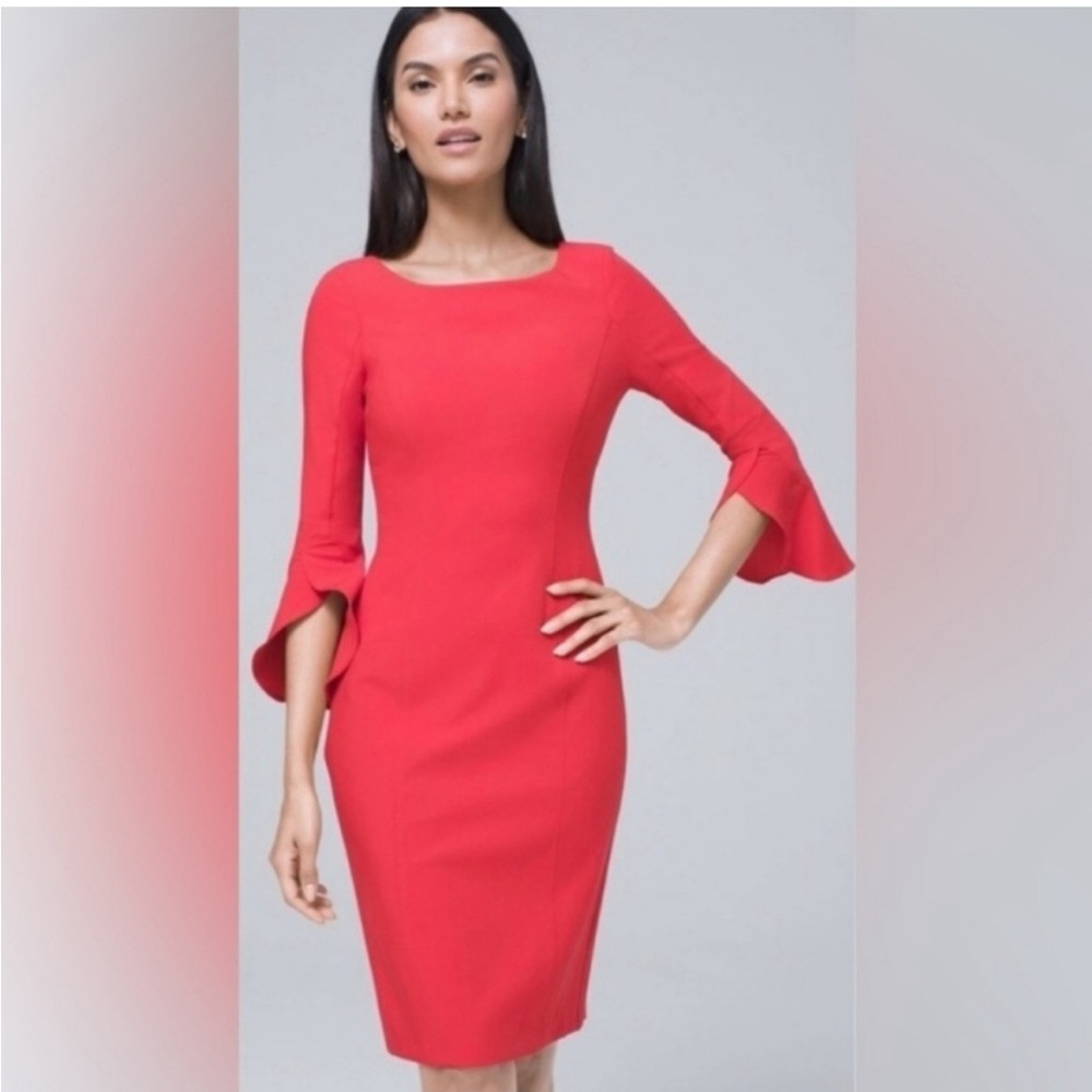 White House Black Market Tulip Sleeve Red Dress.  New with tags.